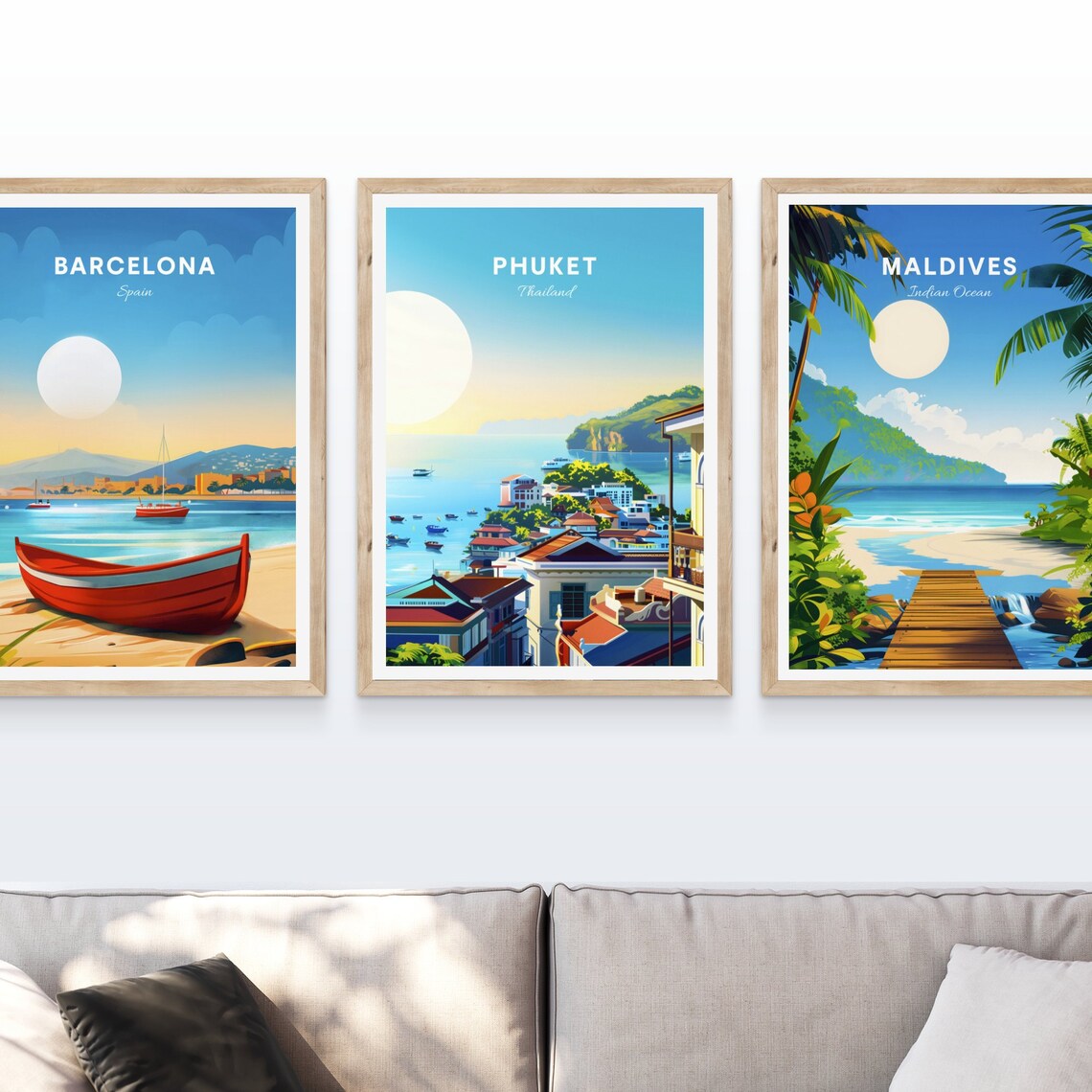 Phuket Thailand Warm Coastal Town Harbor Boats Sunny Day Poster - Image 4