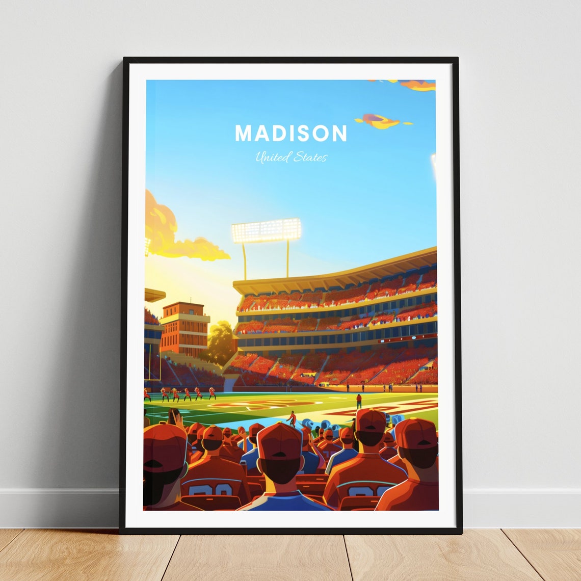 Madison Football Stadium Poster: Red-Clad Fans on Game Day in Stands