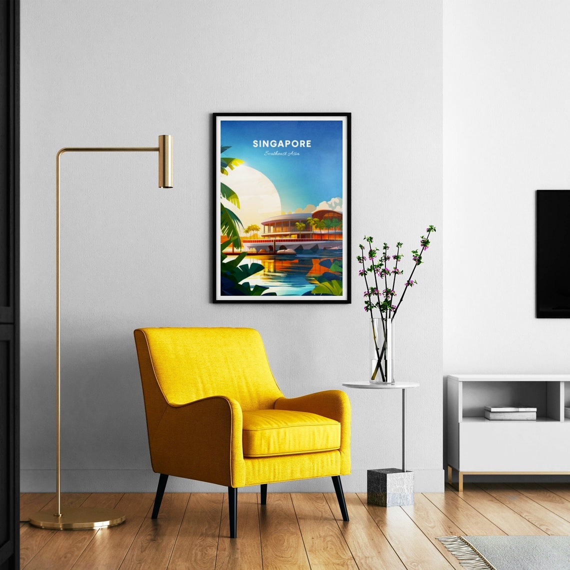 Singapore Marina Waterfront Pavilion Sunrise Reflection Travel Poster - Image 3