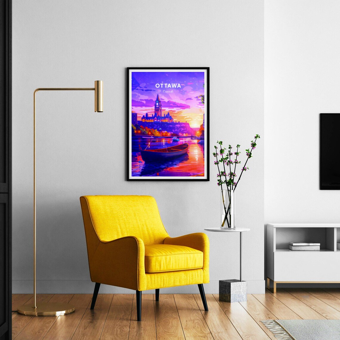 Ottawa Canada Parliament Hill Sunset Purple Sky Boat Travel Poster - Image 3