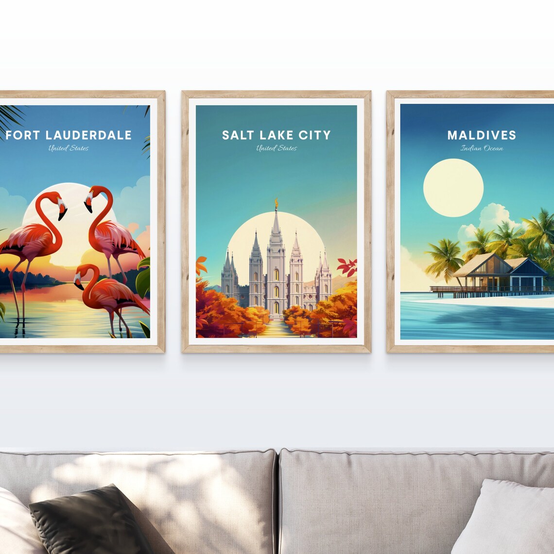 Salt Lake City Temple Autumn Colors Big Sun Travel Art Poster - Image 4
