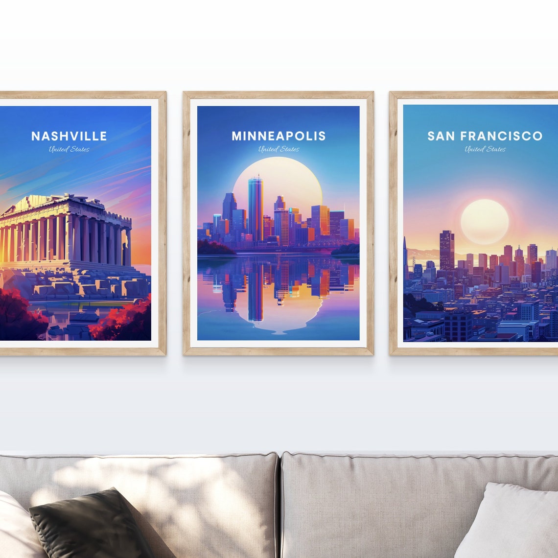 Minneapolis Minnesota Skyline Sunset Water Reflection Travel Poster - Image 4