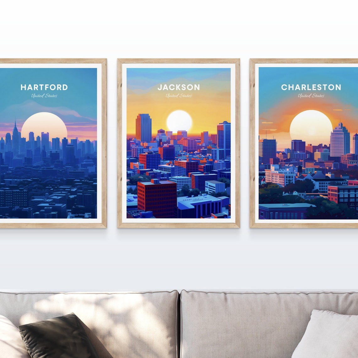 Jackson Aerial Sunset Skyline Cityscape Fire Sky Travel Poster - Image 3