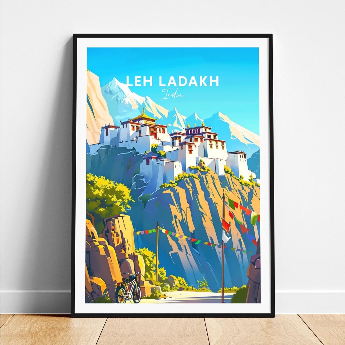 Leh Ladakh India Himalayan Monastery Prayer Flags Poster Art
