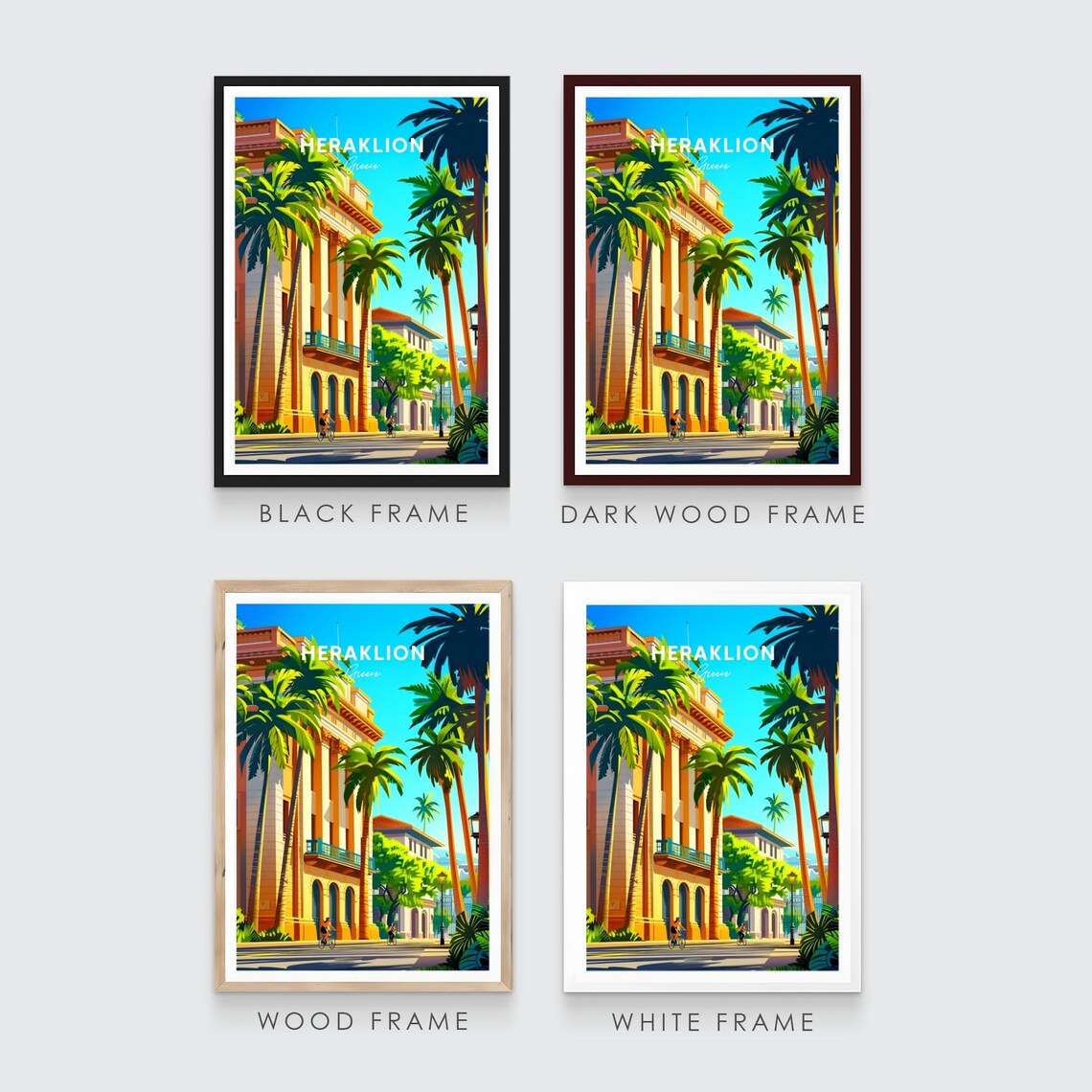 Heraklion Greece Palm Avenue Historic Building Street Travel Poster - Image 3