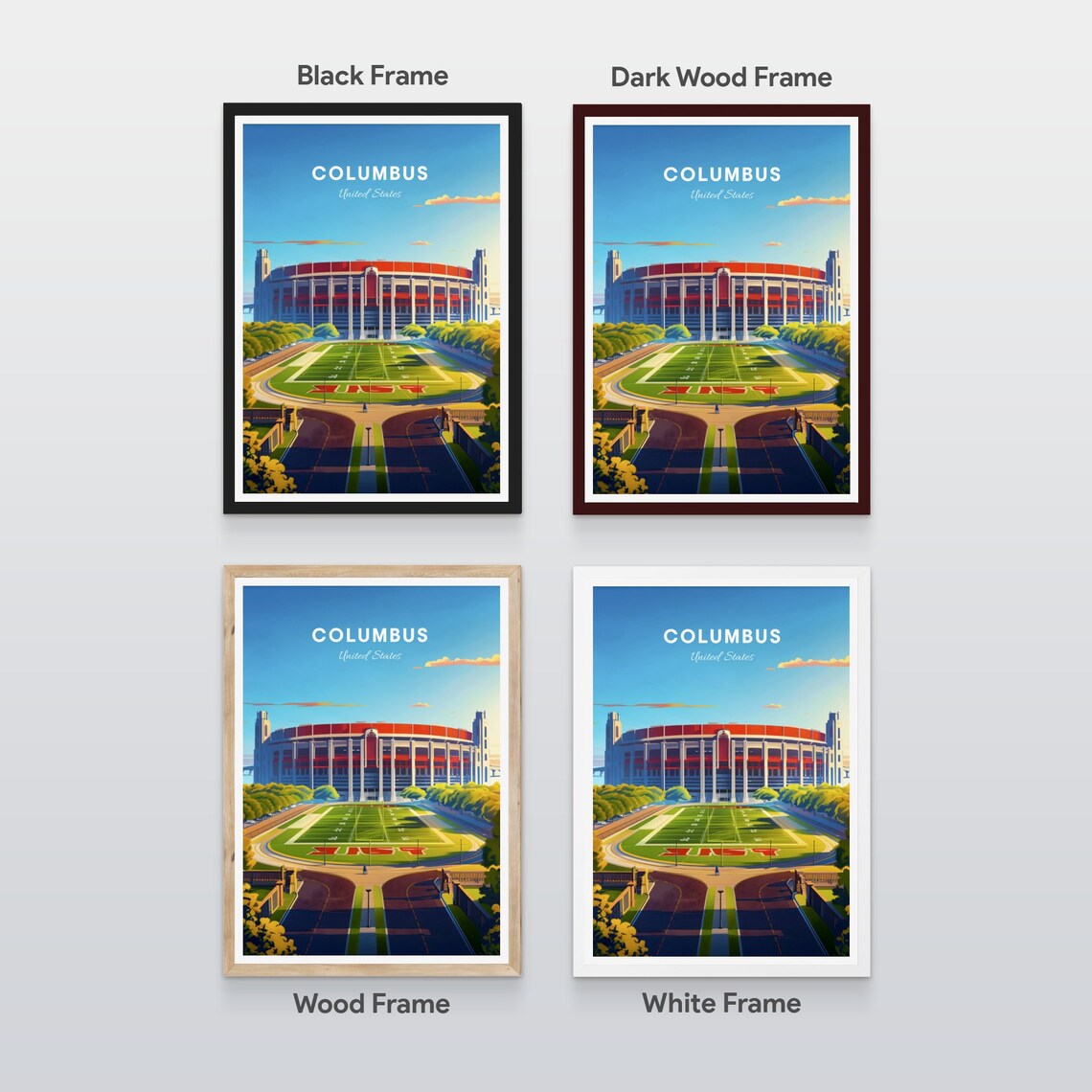 Columbus Ohio Stadium Football Field Aerial Game Day View Poster - Image 2