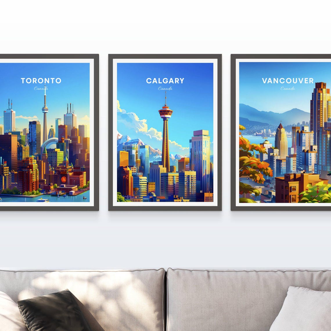 Calgary Canada Downtown Tower Skyline Distant Mountain View Poster - Image 3