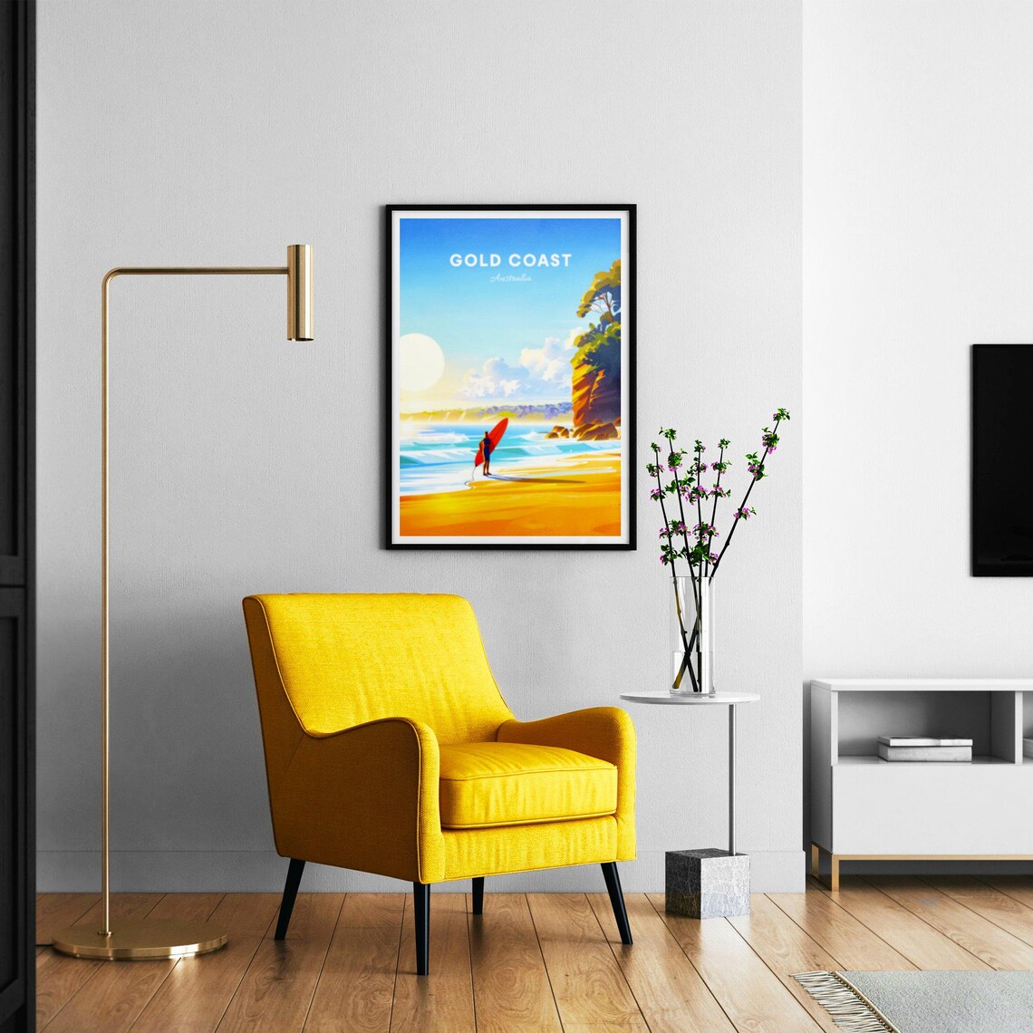 Gold Coast Australia Surfer Beach Sunrise Ocean Waves Travel Poster - Image 2