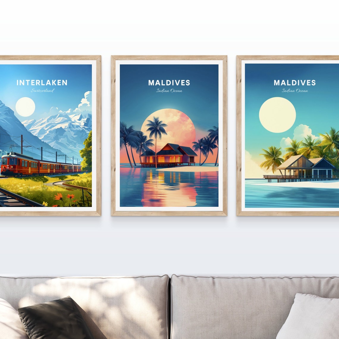 Maldives Indian Ocean Sunset Overwater Bungalow Travel Poster - Image 4