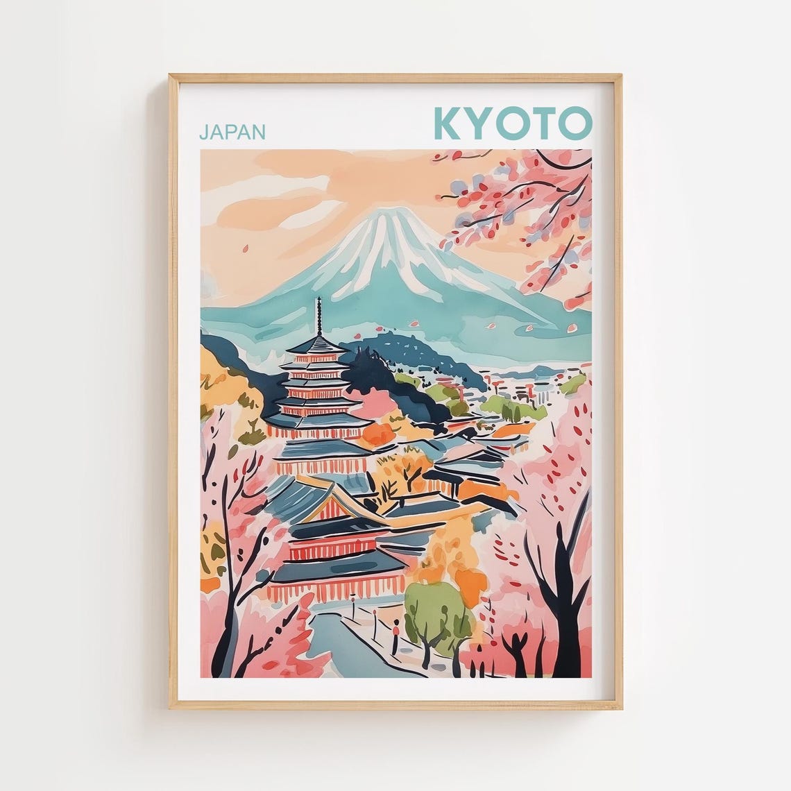 Kyoto Cityscape Watercolor Art Print, Japan