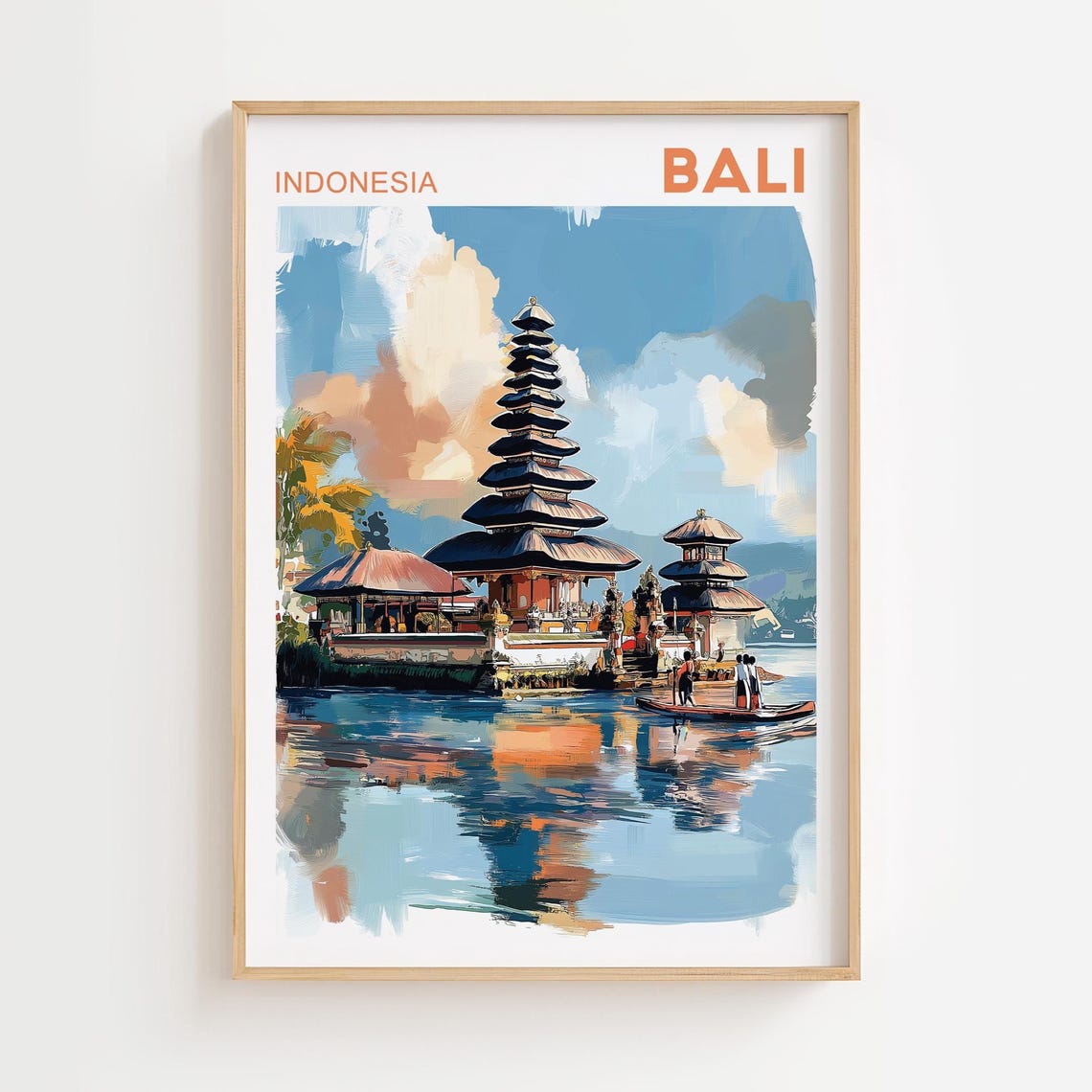 Pura Ulun Danu Bratan - Vintage Travel Poster