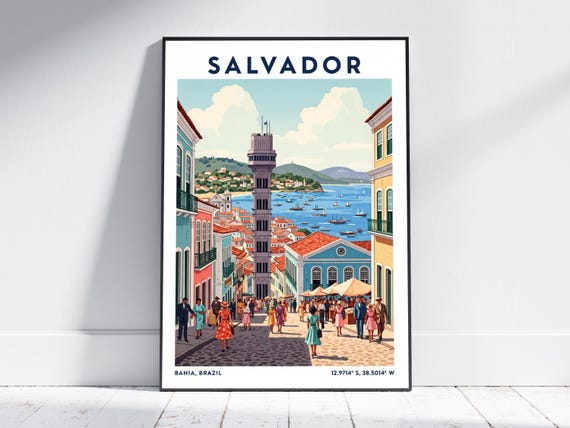 Salvador Brazil Travel Poster Vintage Wall Art Print Retro City Artwork For Home Decor Modern Interior Gift