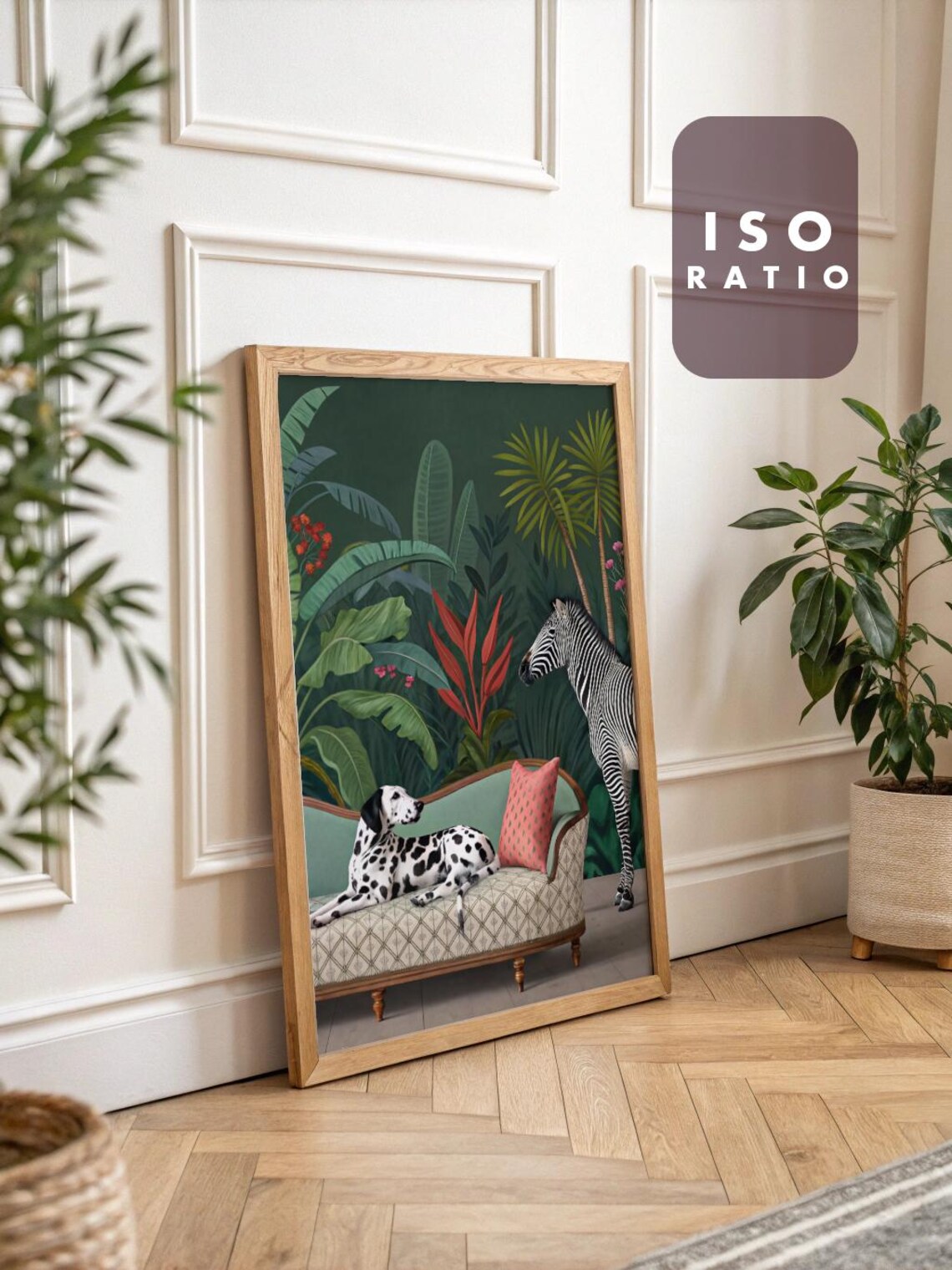Whimsical Jungle Dalmatian Zebra Maximalist Poster - Image 2
