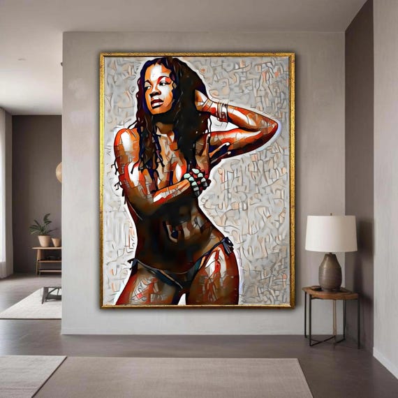Abstract Woman Nude Art Canvas Modern Figurative Painting Contemporary Body Print Expressionist Wall Decor Gift Home