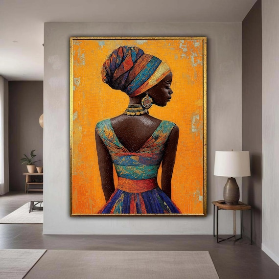 African Woman Mosaic Style Portrait Vibrant Cultural Beauty Wall Art
