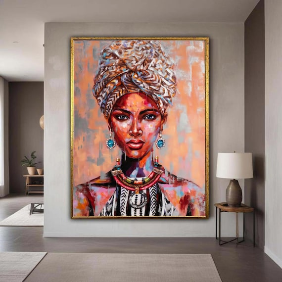 African Woman Tribal Headwrap Colorful Cultural Portrait Poster
