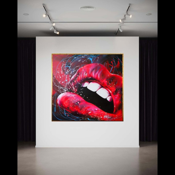 Bold Red Lips Canvas Art Pop Wall Decoration Vibrant Mouth Painting Modern Abstract Lip Closeup Gift Home Decor