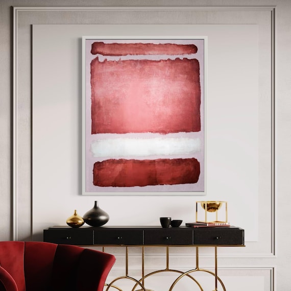 Abstract Color Field Canvas Wall Art Mark Rothko Style Red And White Contemporary Painting Modern Minimalist Decor Gift Home