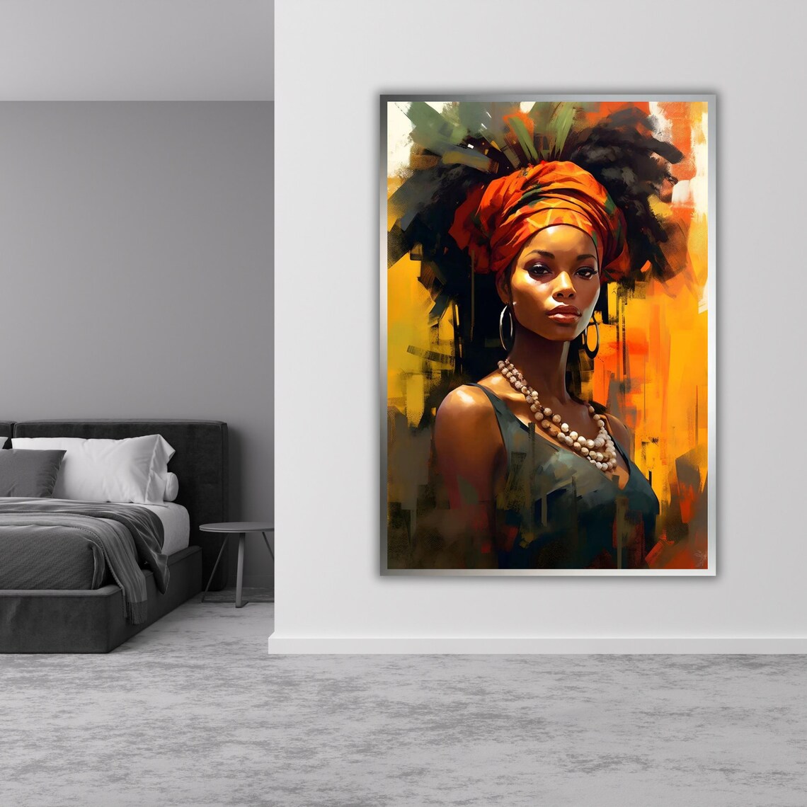 African Woman Portrait Orange Headwrap Bold Colors Cultural Poster - Image 4