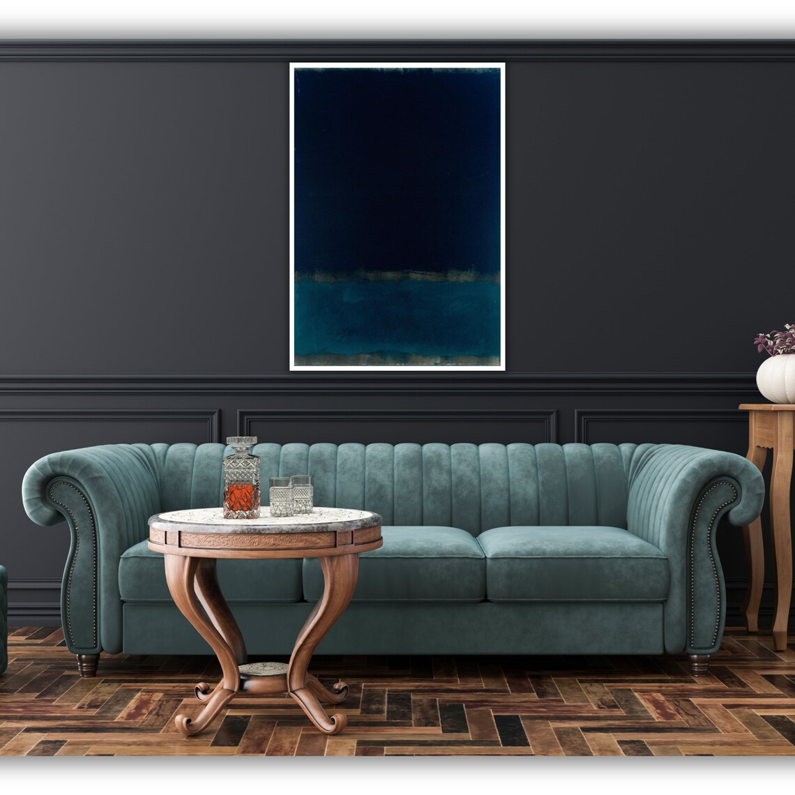 Rothko Inspired Navy Blue Color Field Abstract Modern Art Print - Image 5