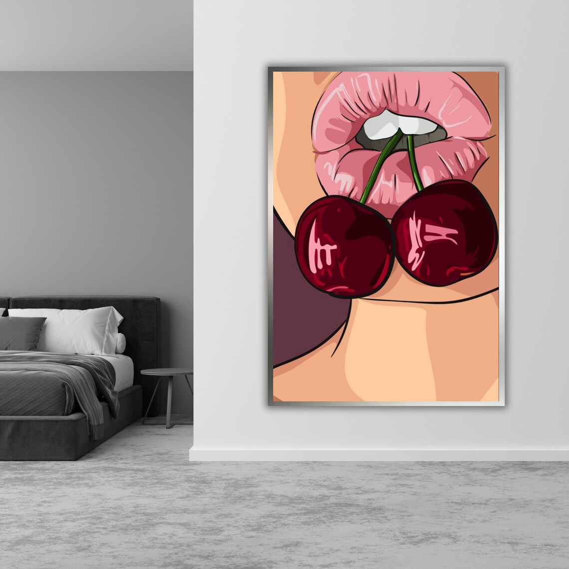 Sweet Cherry Wall Art Woman Art Print Home Decor Painting Cherry Wall Decor Artwork - Image 4