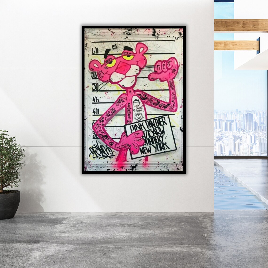 Pink Panther Graffiti Mugshot Tattooed New York Street Art Poster - Image 2