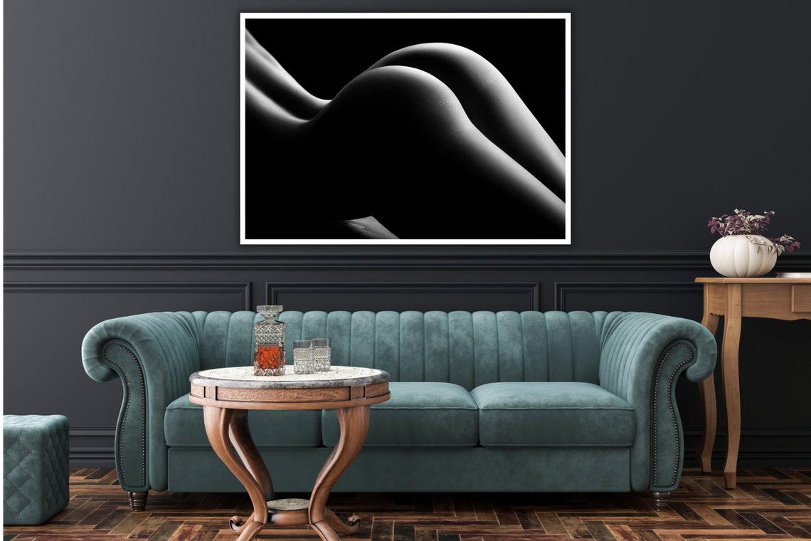 Black And White Curved Form Bodyscape Minimal Abstract Nude Poster - Image 3