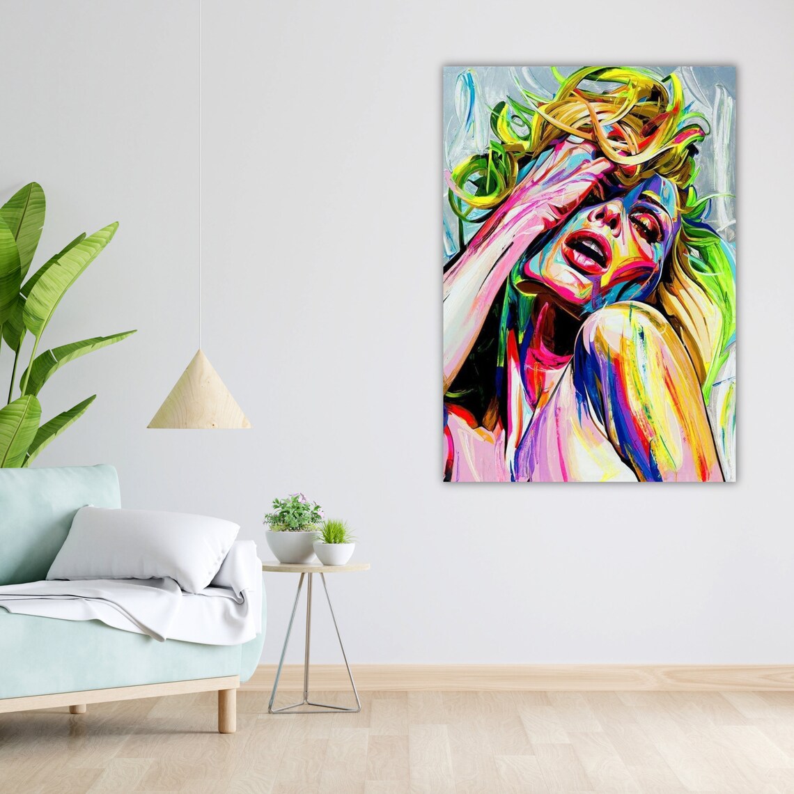 Colorful Pop Art Woman Wild Hair Neon Expressionist Portrait Wall Poster - Image 4