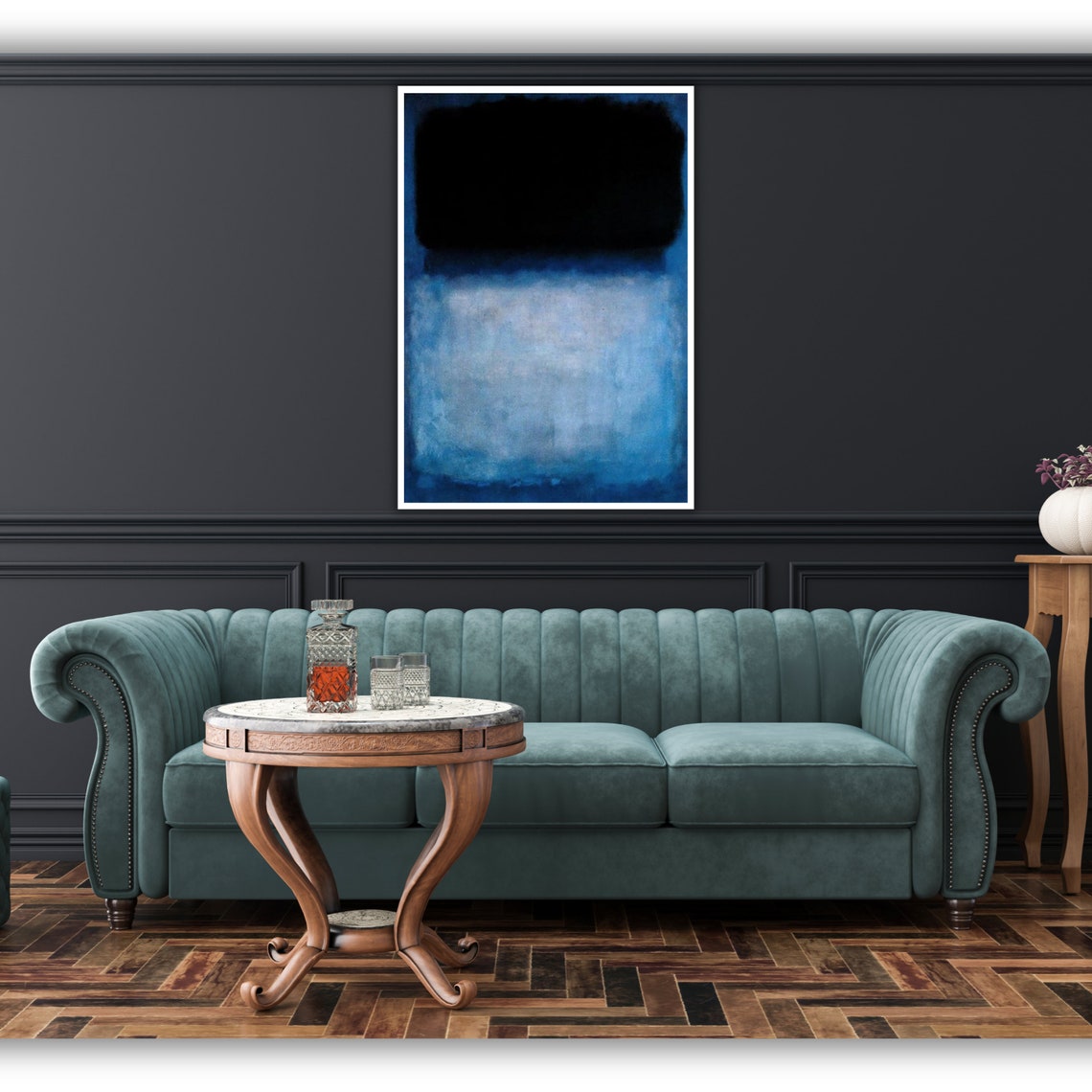 Black Blue Abstract Color Field Rothko Inspired Moody Art Poster - Image 4