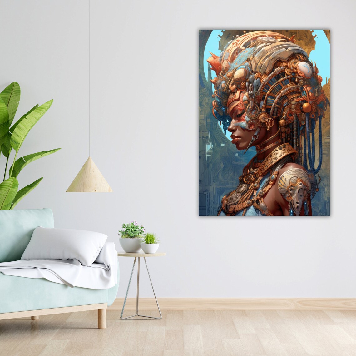 Ethnic Art Print African Woman Ready To Hang Framed Wall Decor Cultural Home Decor Wall Art - Image 5