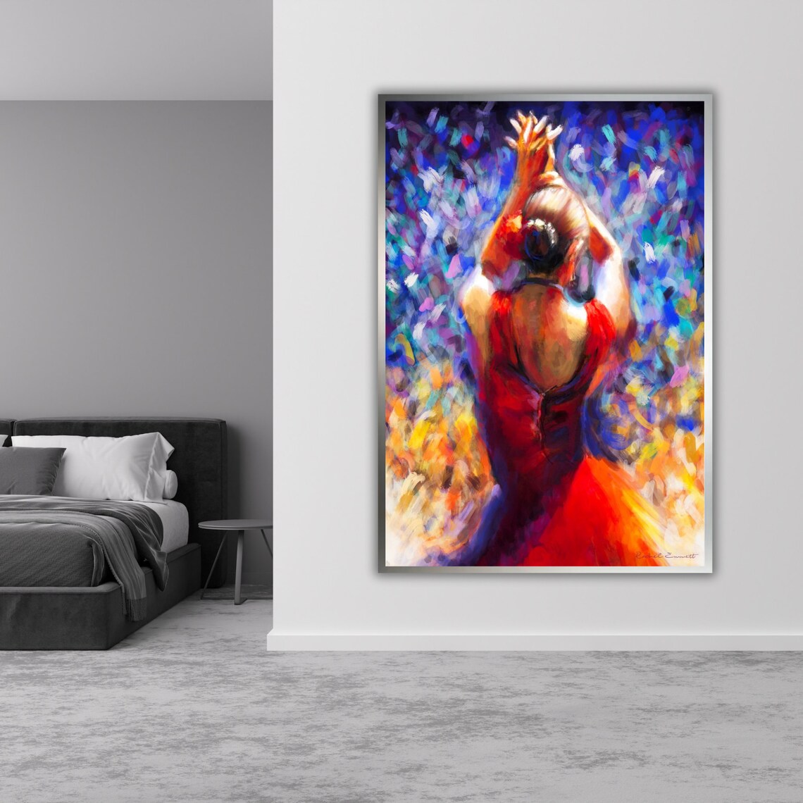 Ballerina Red Dress From Behind Colorful Impressionist Dance Art Poster - Image 3