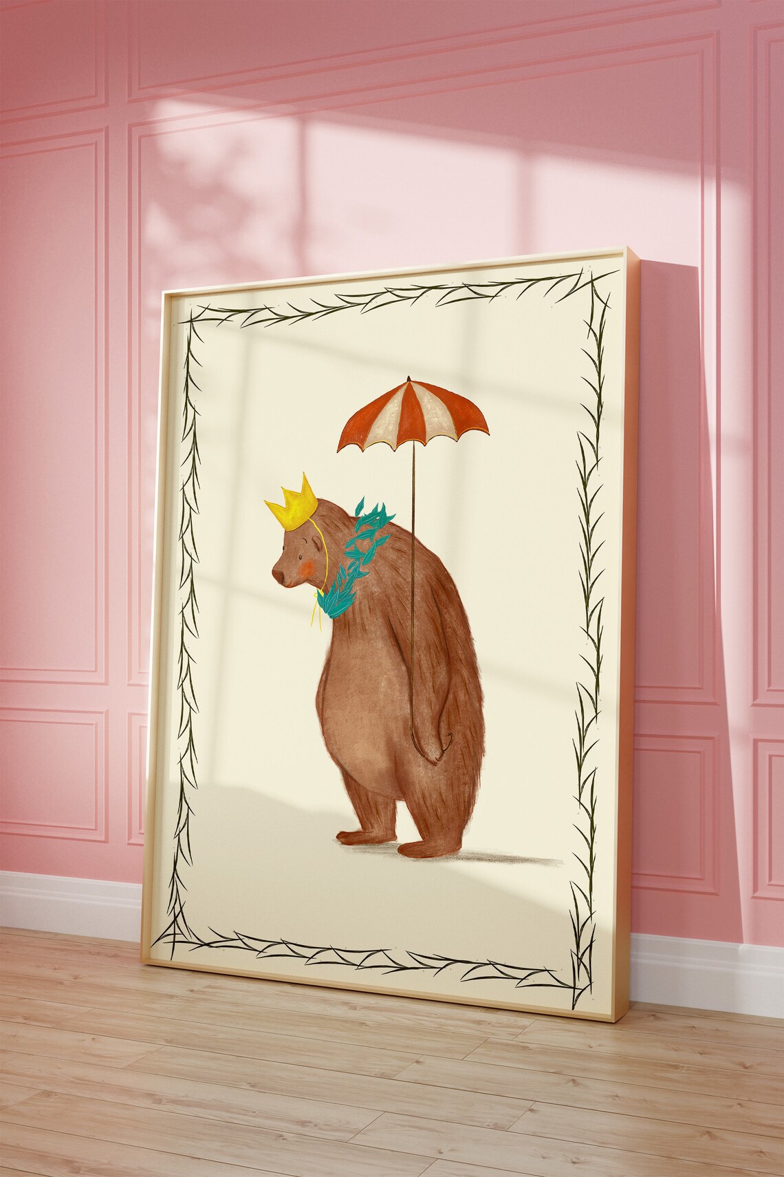 Crowned Bear Illustration, Nursery Wall Decor - Image 3
