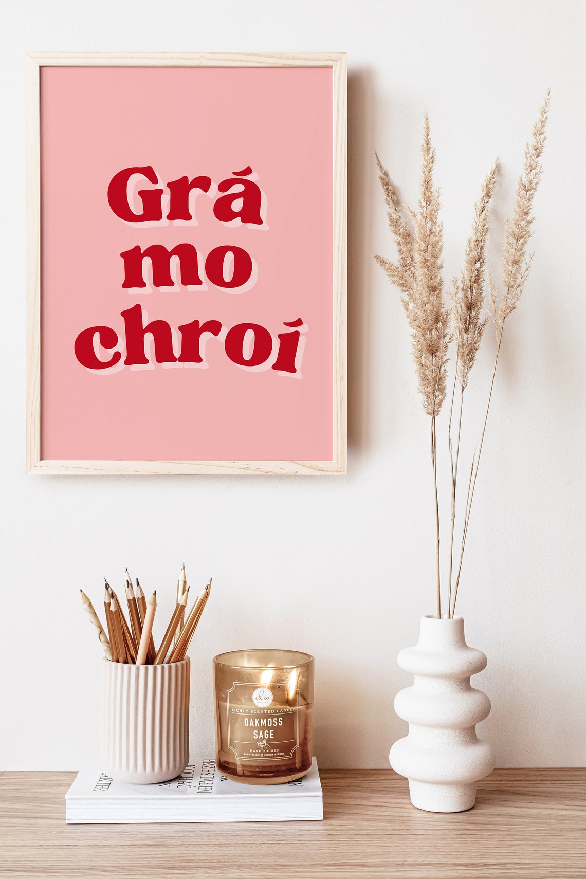 Gra Mo Chroi Love of My Heart Irish Retro Typography Print Poster - Image 2
