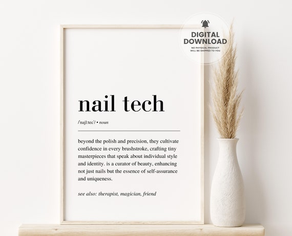 Nail Tech Definition Print Nail Tech Gifts Nail Salon Wall Decor Beauty Room Print Nails Art Beauty Salon Poster Wall Art