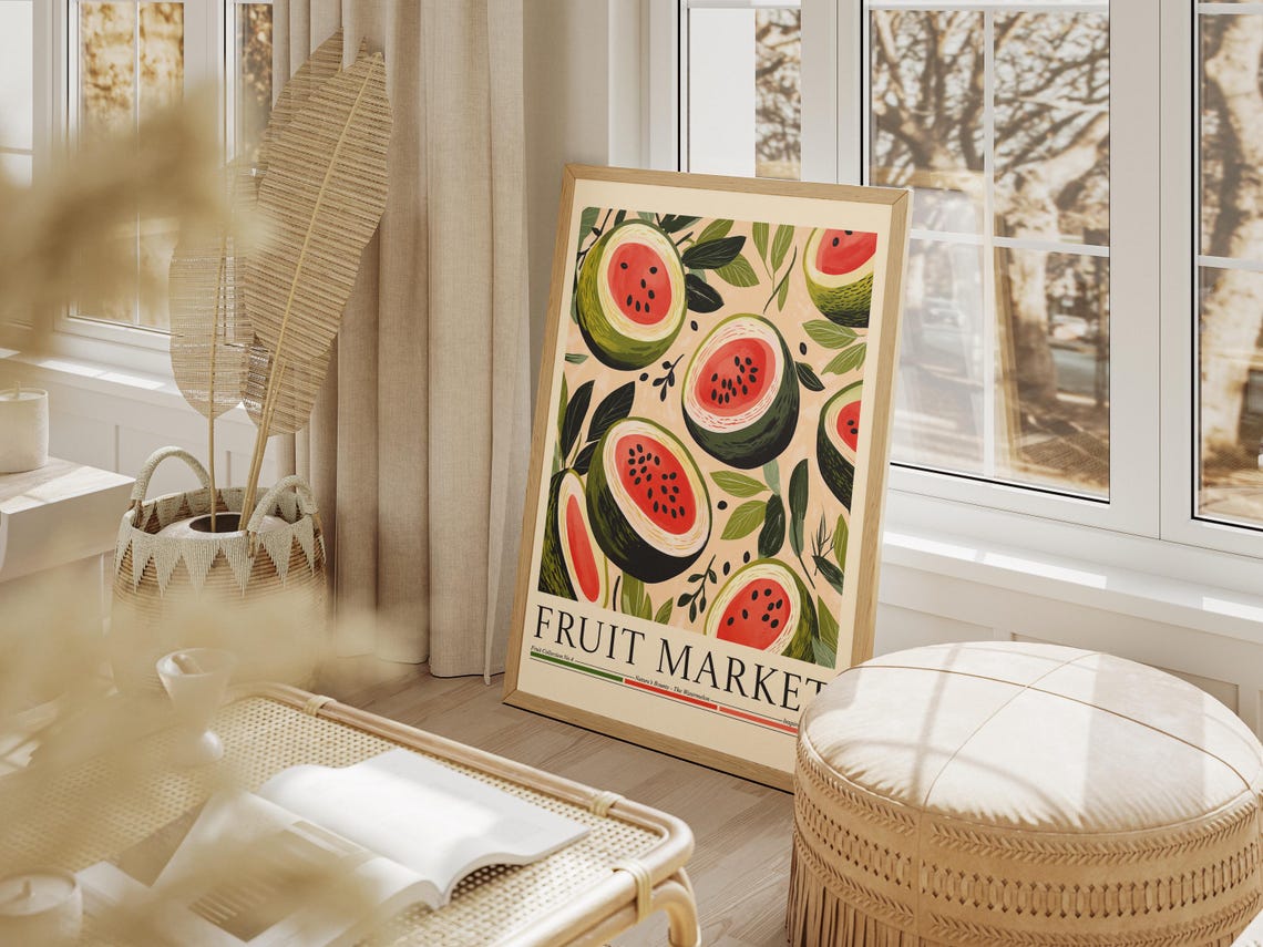 Watermelon Fruit Market Poster, Modern Abstract Fruit Art - Image 4