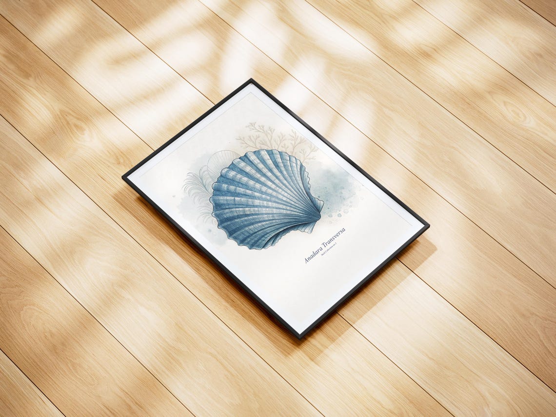 Watercolor Seashell Art Print, Coastal Antique Drawing - Image 2