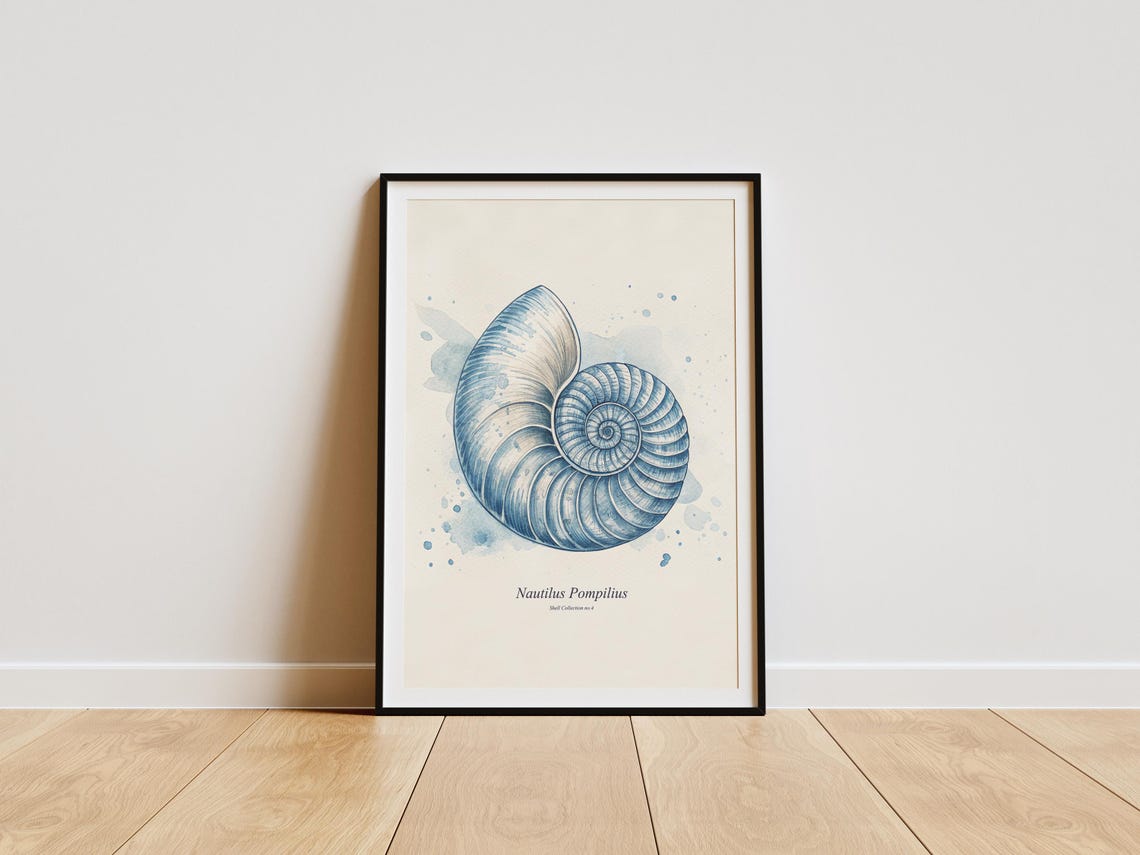 Watercolor Seashell Print, Coastal Antique Drawing - Image 6