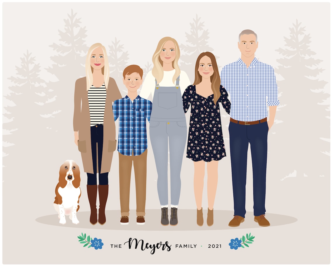Family Portrait Illustration, Add A Child - Image 5