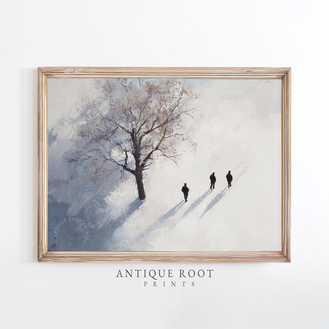 Winter Tree Landscape Print Minimalist Snowy Scene Art Moody Farmhouse Decor Scandinavian Style Wall