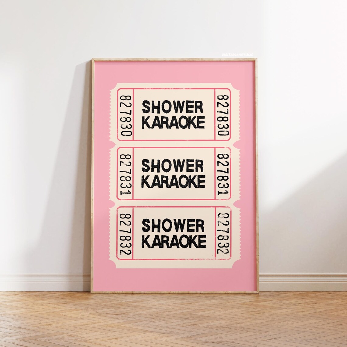 Shower Karaoke Pink Bathroom Ticket Poster Print