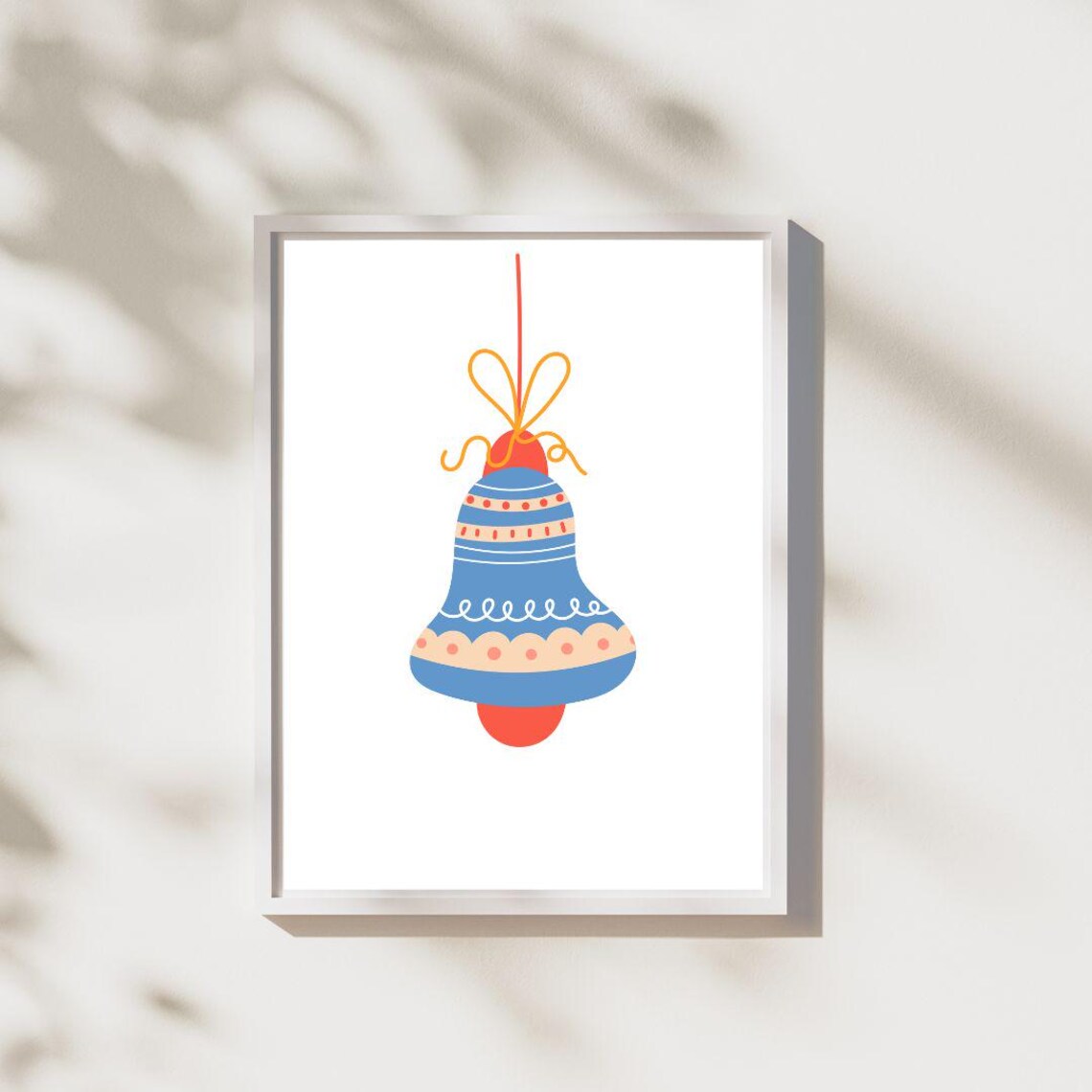 Blue Illustrated Christmas Bell Ornament With Yellow Ribbon Poster - Image 2