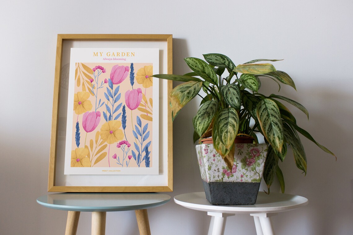 My Garden Always Blooming Watercolor Tulip Pastel Floral Poster