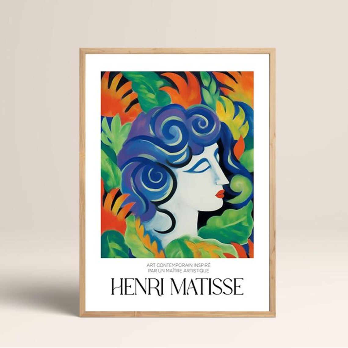 Henri Matisse Blue Hair Woman Tropical Foliage Art Poster Style - Image 2