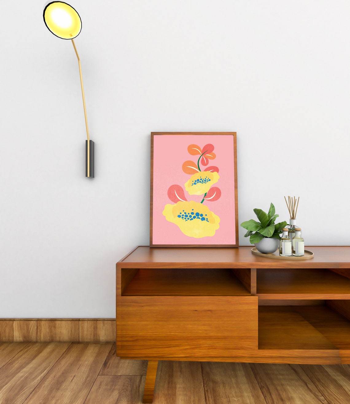 Abstract Soft Pink Floral Blooms Modern Botanical Style Art Print - Image 2