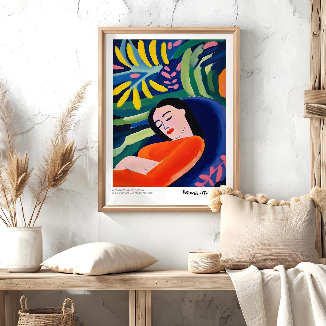 Matisse Style Sleeping Woman Lush Tropical Dream Scene Art Print