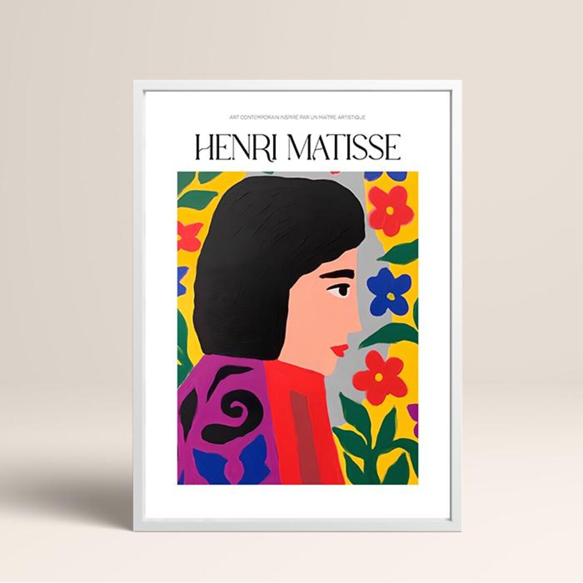 Henri Matisse Style Woman Profile Vivid Floral Modern Art Poster - Image 3
