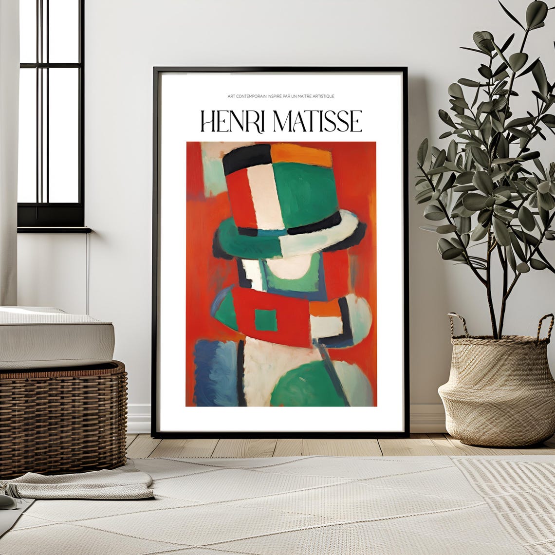 Henri Matisse Cubist Figure Red Green Top Hat Modern Art Poster