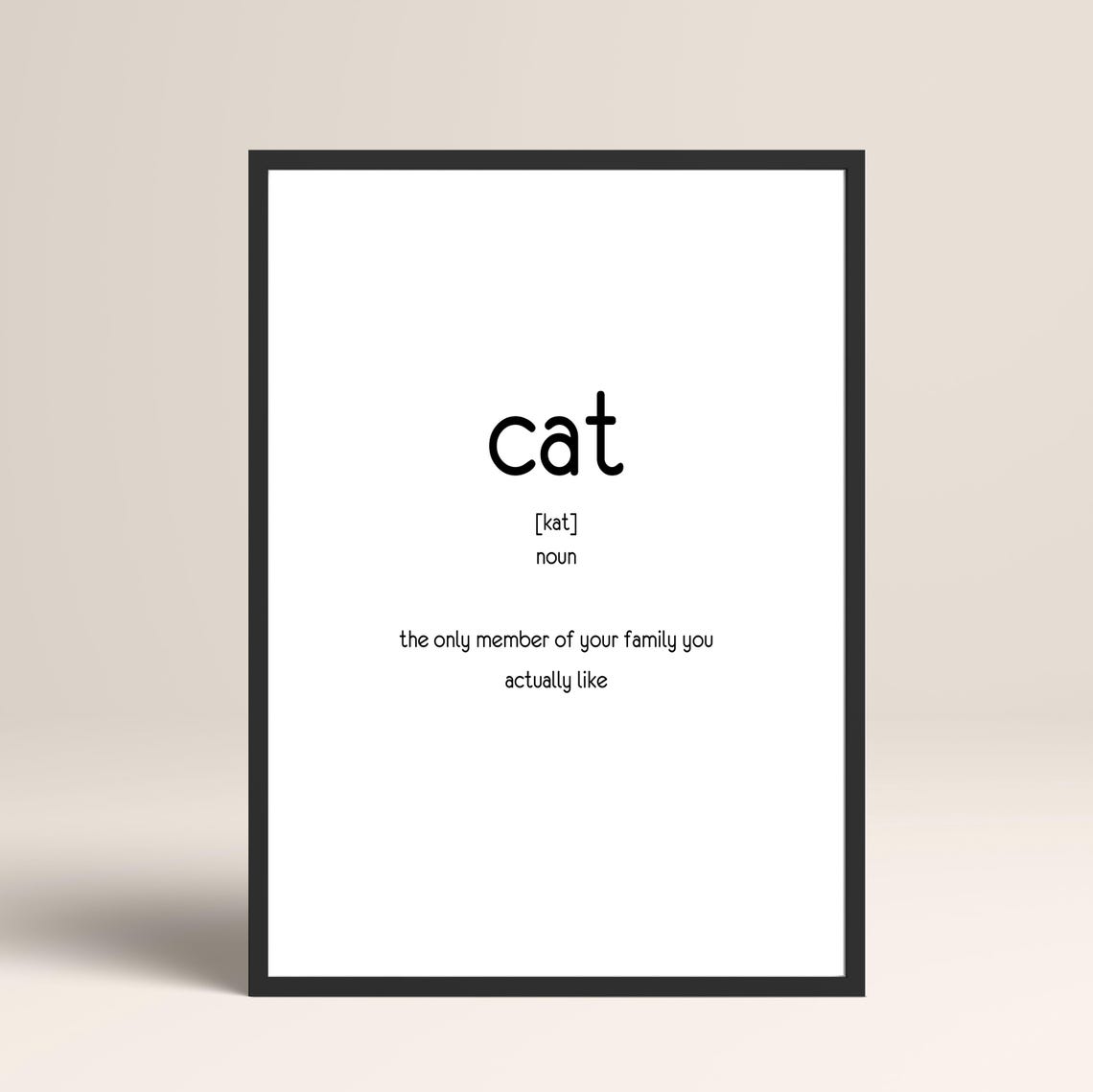 Funny Cat Dictionary Definition Minimalist Typography Quote Poster - Image 3