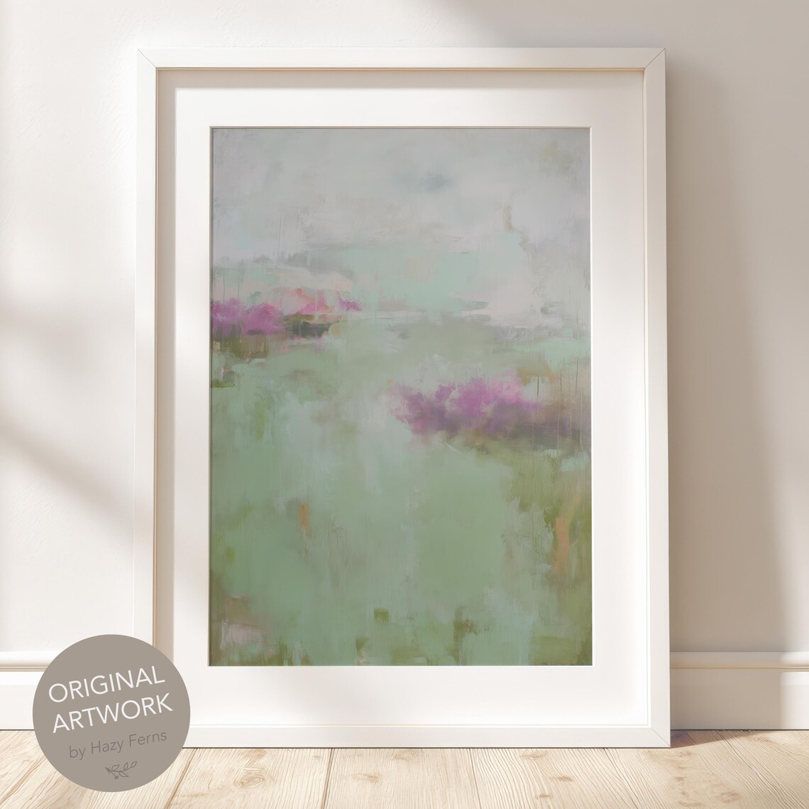 Lavender Field Abstract Print Ethereal Green Ombre