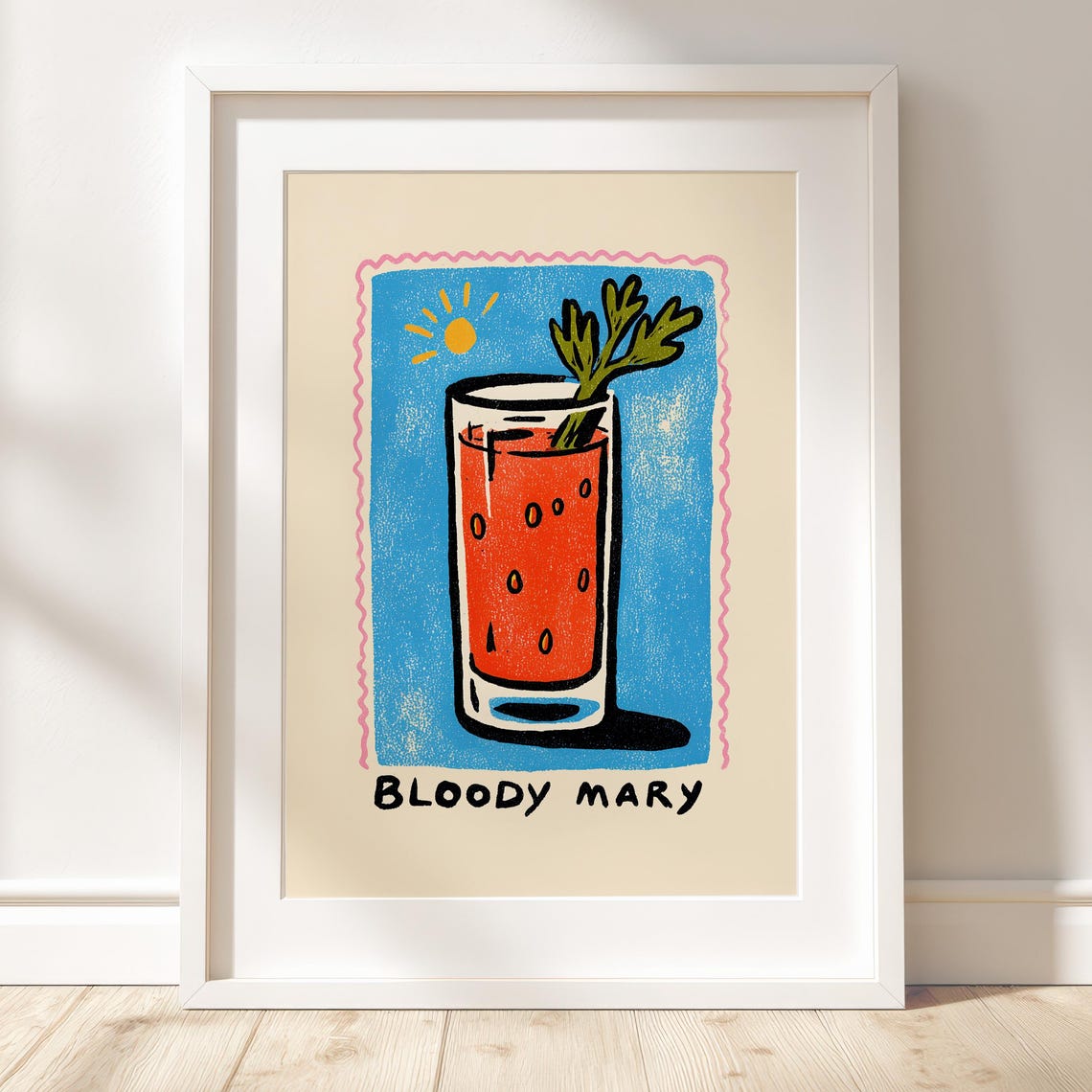 Bloody Mary Cocktail Retro Kitchen Bar Illustration Art Poster